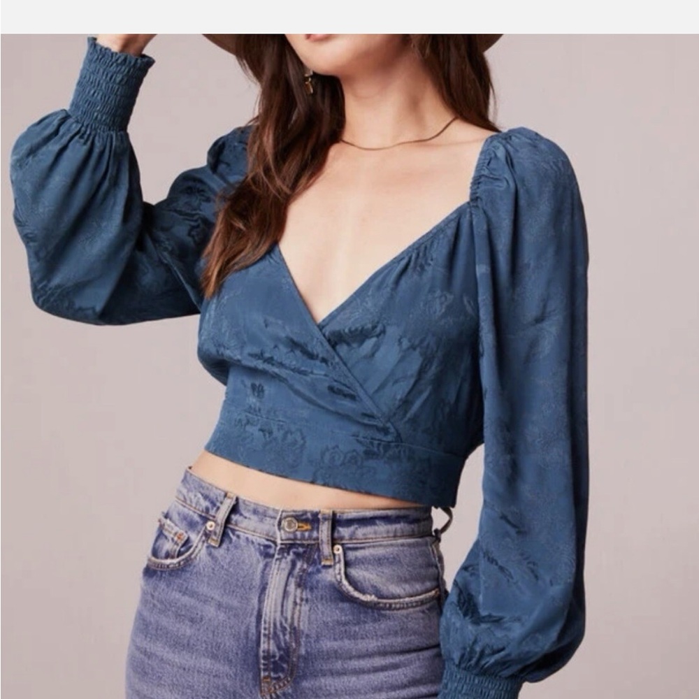 Band of the free Camille crossover crop top size medium deep teal - Picture 3 of 6
